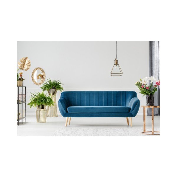 Divano blu a tre posti Benito - Mazzini Sofas-image-3