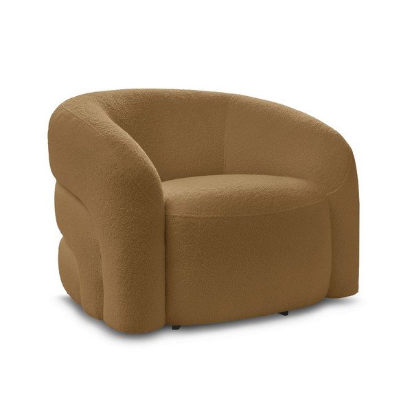 Poltrona color senape girevole con rivestimento in bouclé Elina – Bobochic Paris