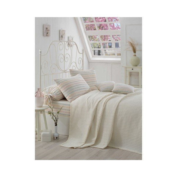 Set di copriletto singolo in cotone con lenzuolo e federe Serro Malo, 160 x 230 cm - Mijolnir