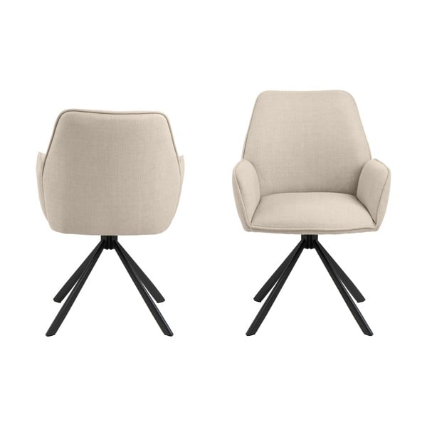 Set di sedie da pranzo beige in imbottito con braccioli 2 pz Glenda – Actona-image-2