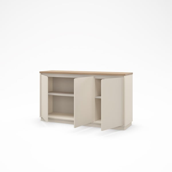 Cassettiera beige con effetto rovere 152x84x40 cm Loreta – Marckeric-image-4