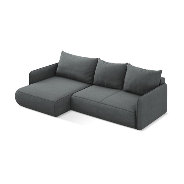 Divano angolare grigio allungabile/con contenitore (con penisola a sinistra) Nanea – Makamii-image-4
