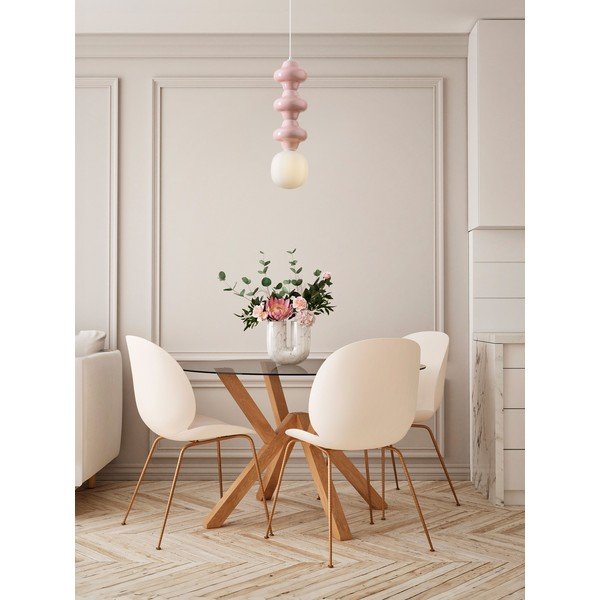 Lampadario bianco/rosa chiaro in ceramica con paralume in vetro ø 18 cm Clio – Nova Luce-image-2