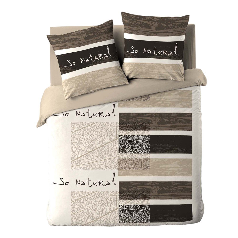 Set copripiumino e federa marrone in cotone per letto matrimoniale 200x200 cm So Natural – douceur d'intérieur | Biancheria da letto