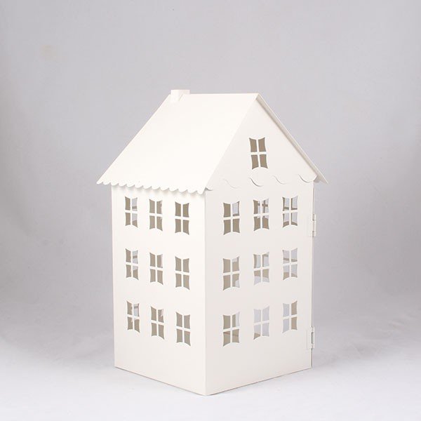 Plechový svícen Domeček, 19 cm