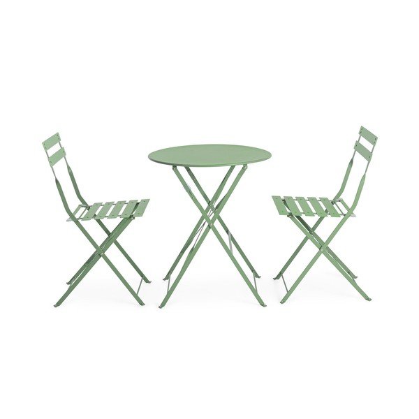 Set da pranzo da giardino color salvia in acciaio per 2 persone Austin – Bizzotto