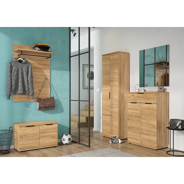 Pannello appendiabiti in rovere decorato in colore naturale Fremont - Germania-image-1