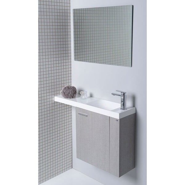 Lavabo bianco in composito minerale 80x22 cm Agos – Sapho-image-1