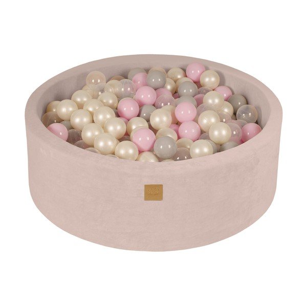 Piscina di palline color crema in velluto ø 90x30 cm Montessori – Meowbaby