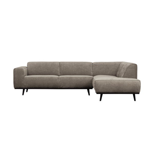 Divano angolare grigio chiaro (con penisola a destra/a L) con rivestimento in velluto a coste Statement – WOOOD