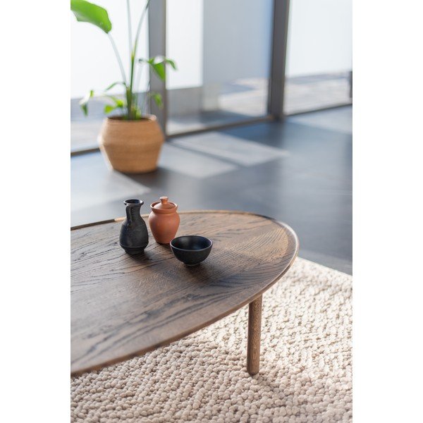 Tavolino da salotto marrone in rovere massiccio 80x150 cm Mu – Gazzda-image-1