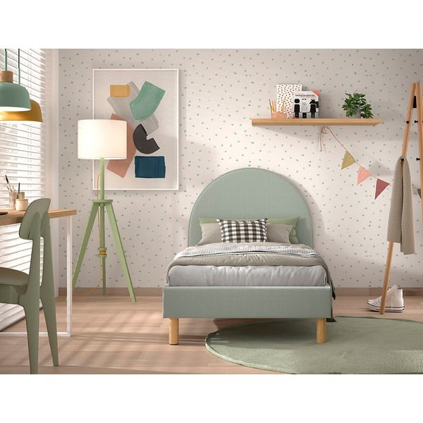 Letto singolo imbottito verde con griglia 90x200 cm MOON - Vipack-image-3