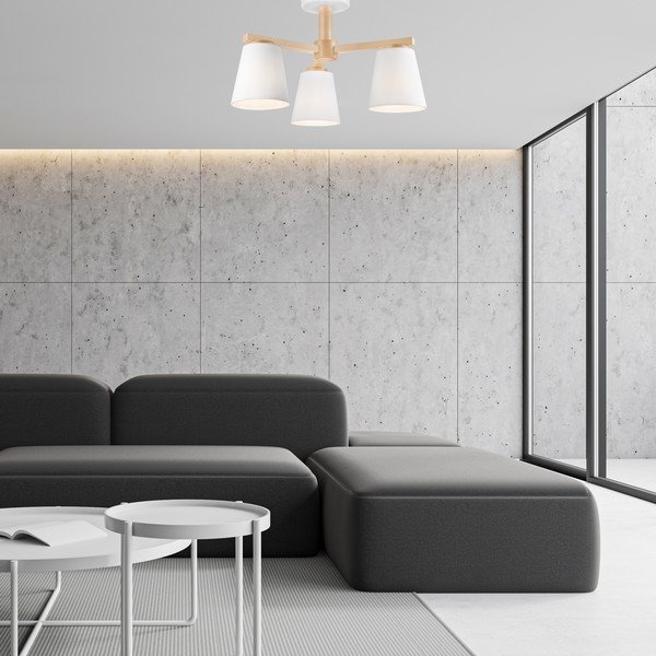 Lampada da soffitto bianca con paralume in tessuto ø 15 cm Ellie - LAMKUR-image-2