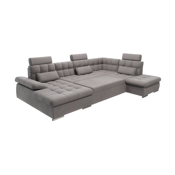 Divano angolare grigio allungabile e con contenitore (con penisola a destra/a U) Merkur – Ropez-image-2