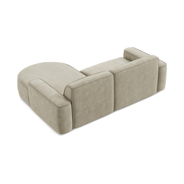 Divano angolare beige (con penisola a destra/con chaise lounge) con rivestimento in ciniglia Omao – Makamii-image-3