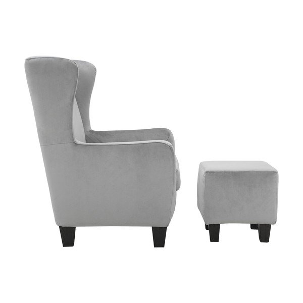 Poltrona in velluto grigio Zhili - Støraa-image-2