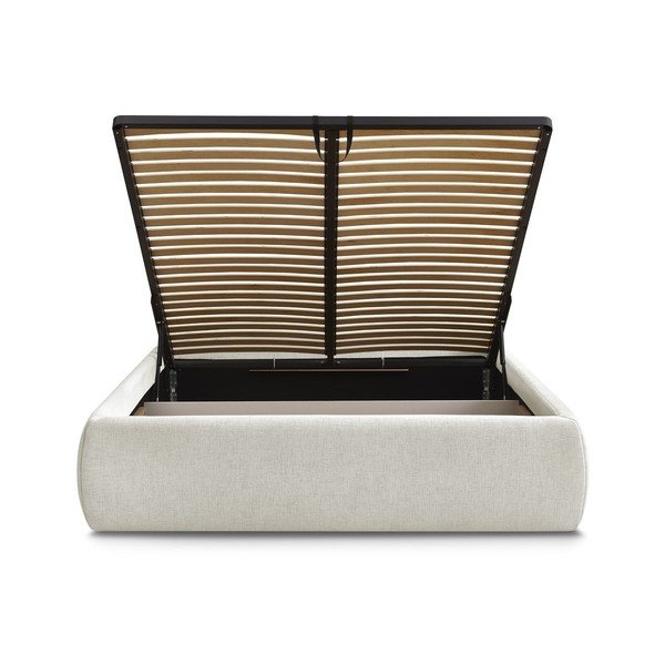 Letto matrimoniale imbottito beige con contenitore/senza testiera con rete inclusa 160x200 cm Inera – Bobochic Paris-image-4