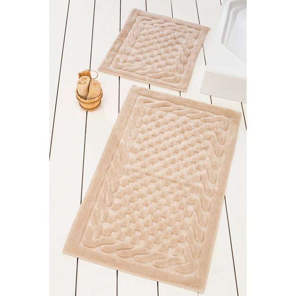 Set di 2 tappeti da bagno in cotone beige Bambi - Foutastic