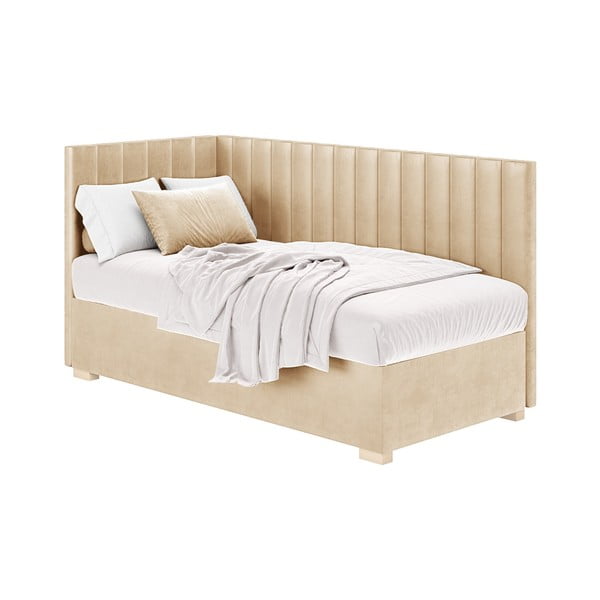 Letto da bambini con sponde beige con contenitore con materasso incluso 90x200 cm Snugi – Ghado-image-2