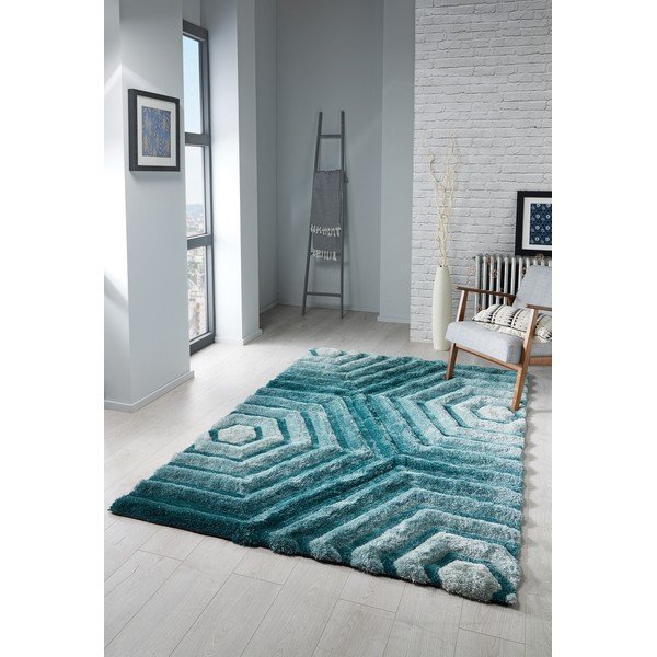 Tappeto blu-verde Hexagon Duck, 80 x 150 cm - Flair Rugs-image-1