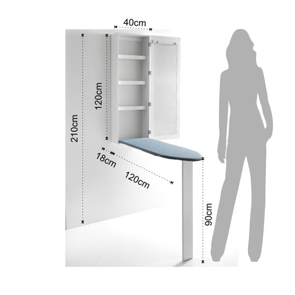 Asse da stiro a muro con specchio Pratiko Praktiko - Tomasucci-image-3