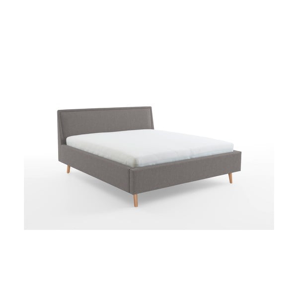 Letto matrimoniale imbottito grigio chiaro con contenitore con rete inclusa 180x200 cm Frieda – Meise Möbel-image-3