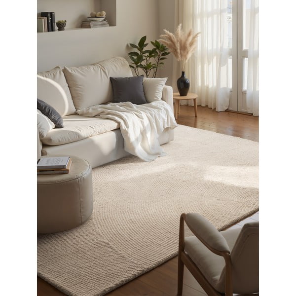 Tappeto colore naturale chiaro in lana tessuto a mano 80x150 cm Eleni Natural White – Hanse Home-image-1