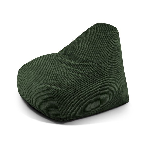 Puof a sacco verde con rivestimento in velluto a coste Snug 100 – SLOWDOWN