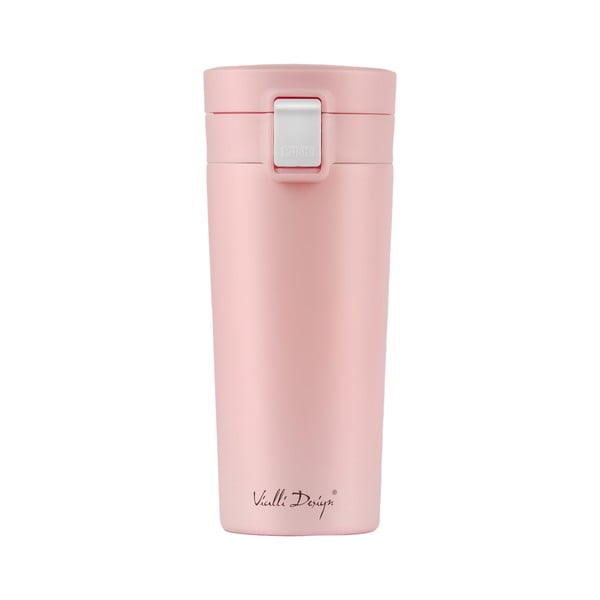 Tazza termica da viaggio rosa, 400 ml Fuori - Vialli Design