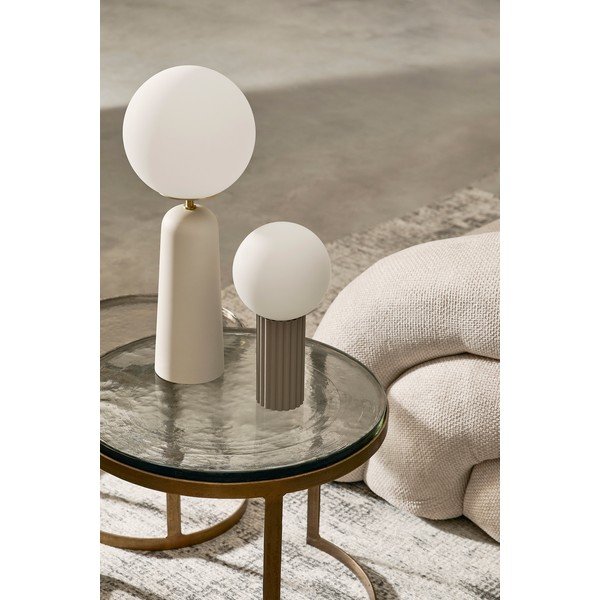 Lampada da tavolo bianca in metallo con paralume in vetro (altezza totale 51 cm) Delphine – Bizzotto-image-1