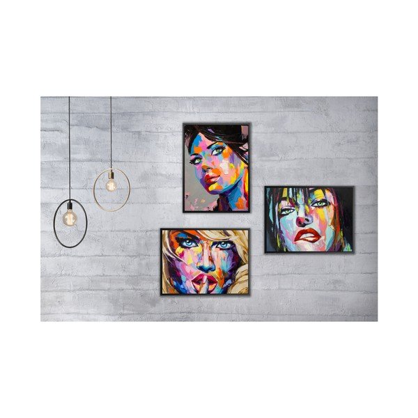 Sada 3 nástěnných obrazů Tablo Center Pop Art