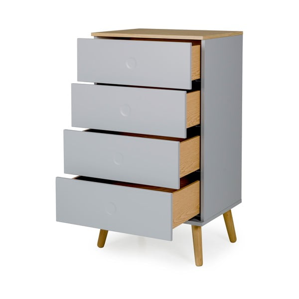 Cassettiera grigia con gambe in rovere, larghezza 55 cm Dot - Tenzo-image-3