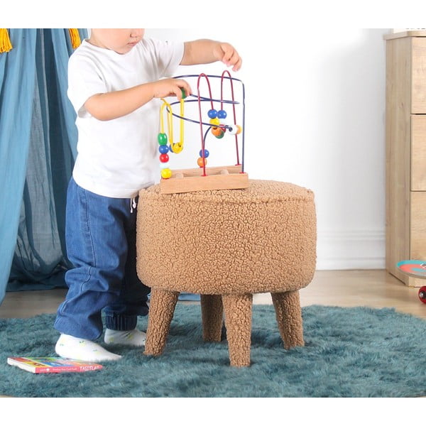 Pouf marrone per bambini in tessuto bouclé Moouv - Artie-image-4
