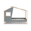 Letto da bambini a forma di casa verde polveroso in pino massiccio con rete inclusa 90x190 cm Luba – Marckeric