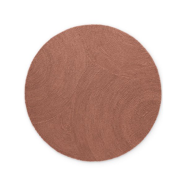 Tappeto rotondo color terracotta in lana tessuto a mano ø 150 cm Calmio – Hanse Home-image-4