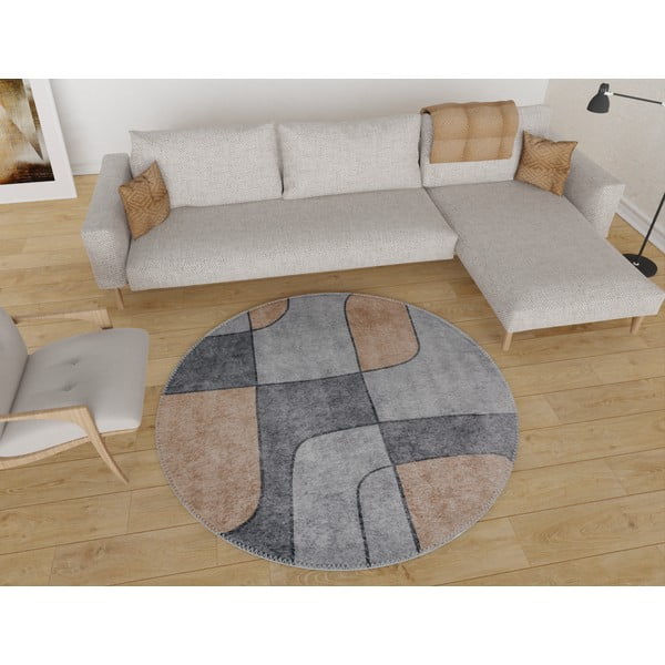 Tappeto rotondo lavabile grigio ø 120 cm Yuvarlak - Vitaus-image-1