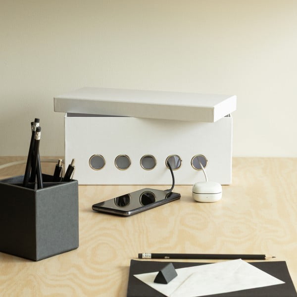 Organizer bianco in cartone per cavi Cordy Paper Laminate – Bigso-image-1
