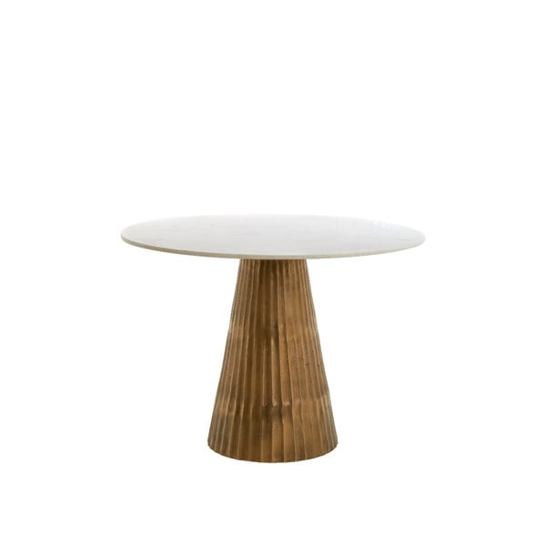 Tavolo da pranzo rotondo in bianco e bronzo con piano in marmo ø 100 cm Leyda - Light & Living-image-4