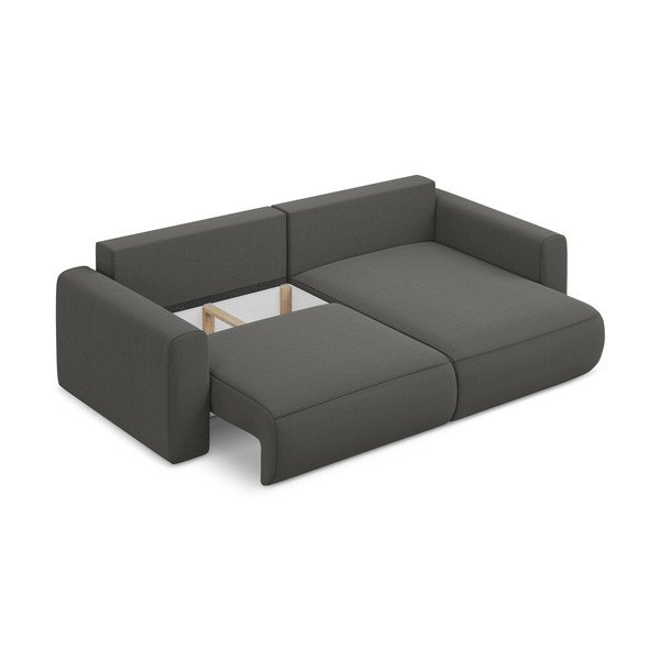 Divano angolare grigio scuro allungabile/con contenitore (con penisola a destra/con chaise lounge) con rivestimento in velluto Kapua – Makamii-image-3