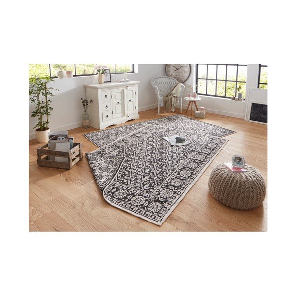 Tappeto bifacciale a motivi bianchi e neri Curacao, 120 x 170 cm - Bougari-image-3