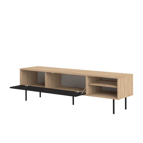 Tavolo TV in rovere decorato in nero-naturale 165x40 cm Ampère - TemaHome-image-3