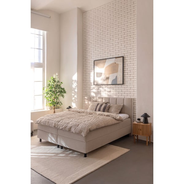 Letto boxspring beige con contenitore 180x200 cm Elva Bold Line – Bonami Selection-image-1