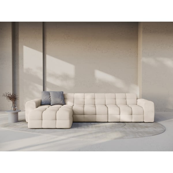 Divano angolare beige (con penisola a sinistra/con chaise lounge) Kendal – Micadoni -image-1
