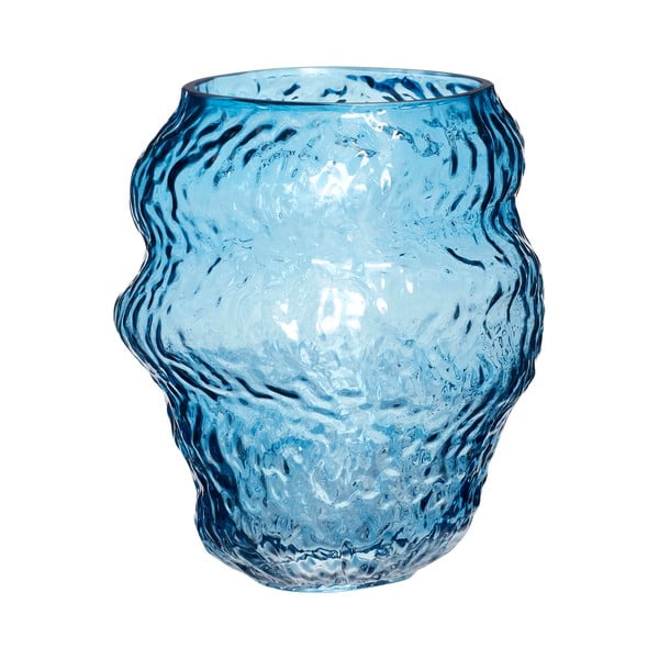 Vaso in vetro azzurro realizzato a mano (altezza 18 cm) Aurora - Hübsch