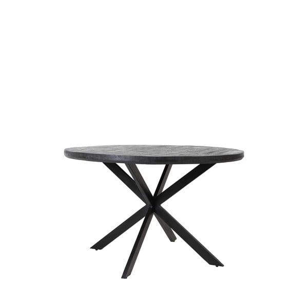 Tavolo da pranzo rotondo nero con piano in acacia ø 120 cm Yellov - Light & Living-image-2