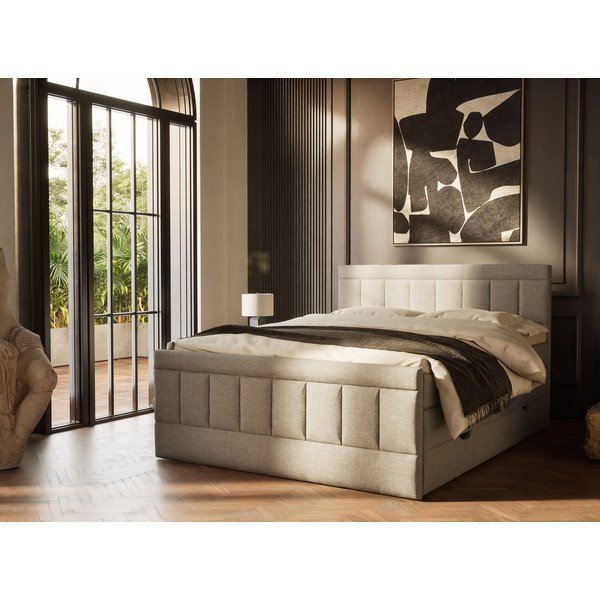 Letto boxspring grigio con contenitore 180x200 cm Caya – Maison de Rêve-image-1