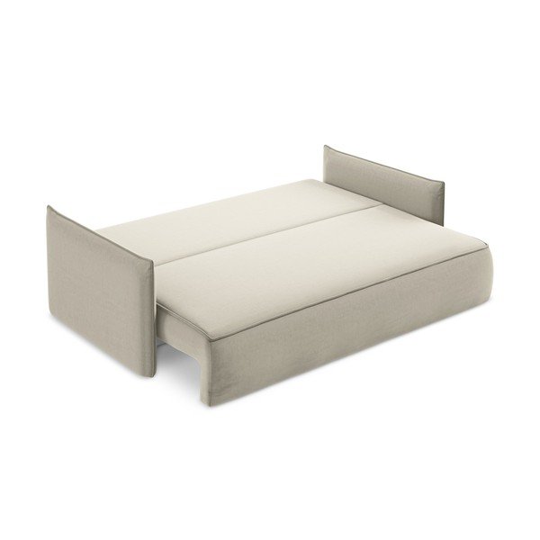 Divano beige allungabile/con contenitore con rivestimento in velluto 225 cm Hula – Makamii-image-4