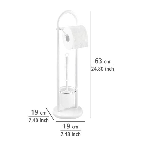 Scopino bianco con porta carta igienica Siena - Wenko-image-1