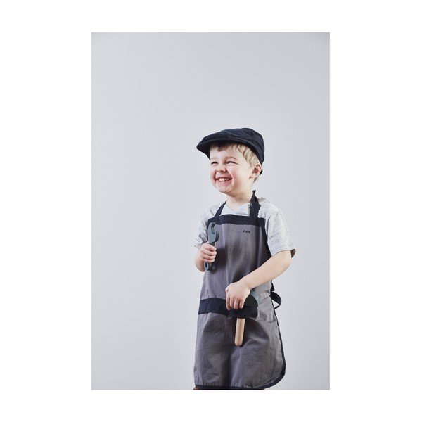 Grembiule da lavoro grigio per bambini con cappuccio Costume da costruttore Play - Flexa-image-1