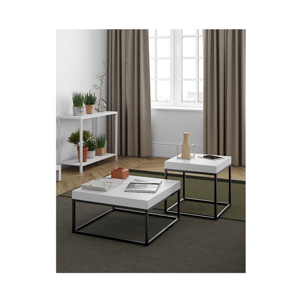 Bílý odkládací stolek s černou konstrukcí TemaHome Petra-image-1